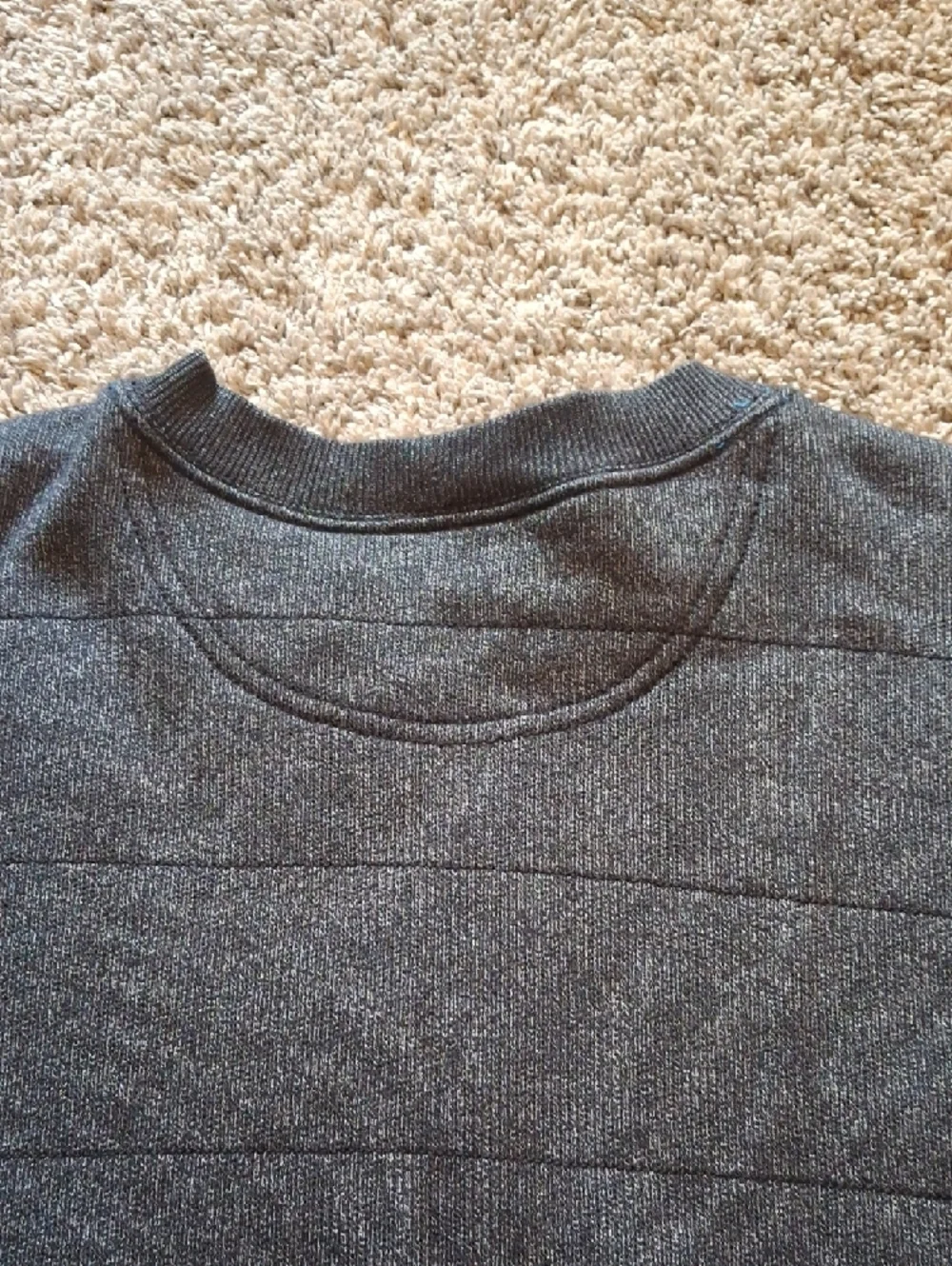 Columbia Men's Dark Gray Crewneck Sweater with Subtle Stripe - Picture 5 of 7